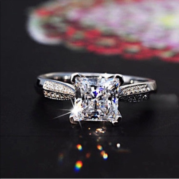 2Ct Princess Cut Half Sizes VVS 925 Silver Engagement Ring - Picture 5 of 15